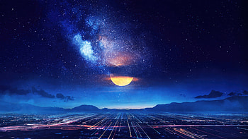 landscape, Digital Art, sky, Stars, moon HD wallpaper