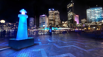 macqyare lighthouse in sydney bay, bay, lighthouse, waterfront, city HD wallpaper