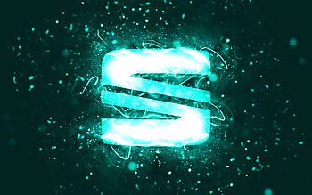 Seat turquoise logo, , turquoise neon lights, creative, turquoise abstract background, Seat logo, cars brands, Seat HD wallpaper