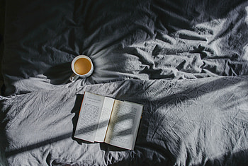 Coffee, Miscellanea, Miscellaneous, Shadow, Book, Bed HD wallpaper