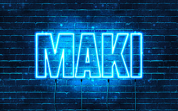 Happy Birtay Maki, , blue neon lights, Maki name, creative, Maki Happy Birtay, Maki Birtay, popular japanese male names, with Maki name, Maki HD wallpaper