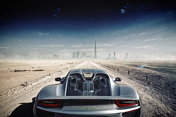 Porsche 918 Spyder In Dubai, porsche-918, porsche, cars, artist, behance HD wallpaper