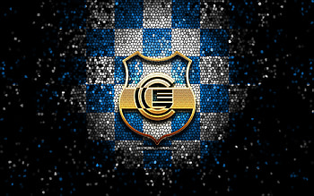 CA Gimnasia y Esgrima, glitter logo, Primera Nacional, blue white checkered background, soccer, argentinian football club, CA Gimnasia y Esgrima logo, Gimnasia y Esgrima de Jujuy, mosaic art, football, Gimnasia y Esgrima FC HD wallpaper