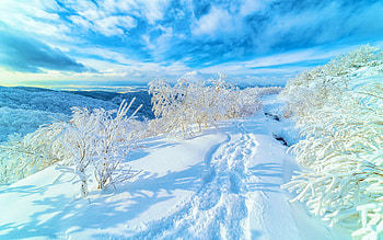 Winter at the arctic circle, clouds, sky, snow, lake, Finnland HD wallpaper