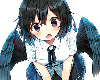 Curious, Aya Shameimaru, Touhou, anime, cute, wings HD wallpaper