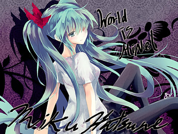 Hatsune Miku - World is Mine, awesome, nice, hatsune, aqua eyes, sexy, white, hatsune miku, twintail, hot, girl, singer, aqua, anime, pretty, virtual, album, black, song, cute, vocaloid, cover, beauty, miku, pruple, music, vocaloids, thighhighs, program, beautiful, diva, pink, aqua hair, cool, idol HD wallpaper