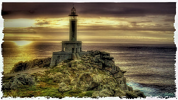 magnificent lighthouse at sunset r, sea, lighthouse, cape, r, sunset HD wallpaper