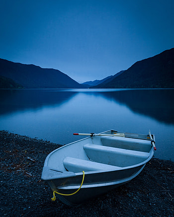 Boat, dawn, sunrise, lake, outdoor HD phone wallpaper