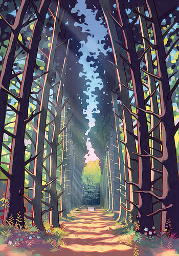 Trees, Art, Forest, Alley, Track HD phone wallpaper