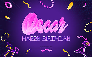 Happy Birtay Oscar, , Purple Party Background, Oscar, creative art, Happy Oscar birtay, Oscar name, Oscar Birtay, Birtay Party Background HD wallpaper