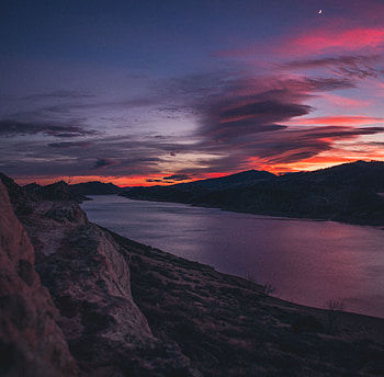 Nature, Rivers, Sunset, Sky, Mountains HD wallpaper
