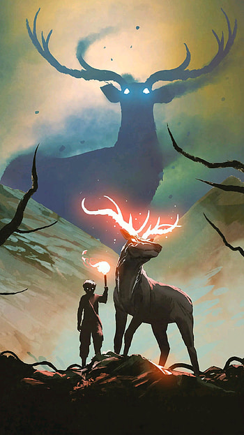 Venado 01, deer, magic, sky, graph, naturaleza, nature, spirit, animal, espiritual HD phone wallpaper