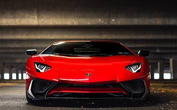 Lamborghini Aventador, front view, exterior, red supercar, red Aventador, Italian sports cars, Lamborghini HD wallpaper