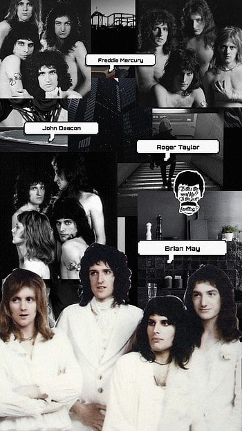 QUEEN, aesthetic, rock, johndeacon, black, tumblr, band, rogertaylor, brianmay, freddiemercury HD phone wallpaper