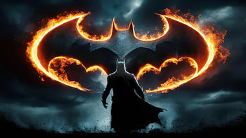Batman And The Flaming Bat Symbol, batman, superheroes, artwork, digital-art, ai, deviantart HD wallpaper