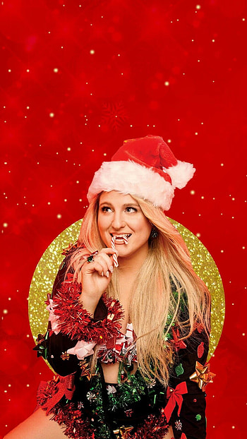 Meghan Trainor, Christmas deluxe album, Festive artwork, Trainor celebration HD phone wallpaper