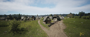 Manor Lords Village Scene, video game, Manor Lords HD wallpaper