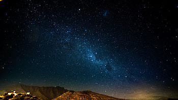 Starry night, mountains, radiance, glitter, milky way HD wallpaper