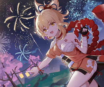 Yoimiya-Genshin-Impact, girl, Genshin, Impact, Yoimiya HD wallpaper