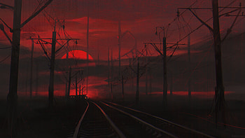 Art, Night, Dark, Railway HD wallpaper