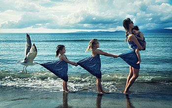 So beautiful, sea, happy, funny, girls HD wallpaper