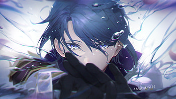 Blue Eyes Kamisato Ayato Genshin Impact HD wallpaper