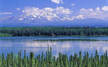 Mountain, sky, nature, lake HD wallpaper