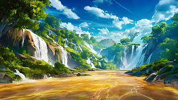 Breathtaking waterfalls in a serene landscape, landscape, waterfall, cute, nature HD wallpaper