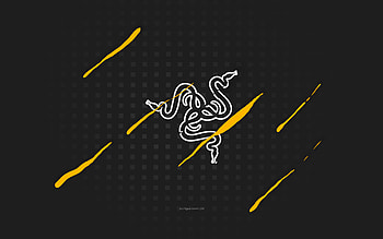 Razer logo, , gray creative background, Razer, creative art, Razer emblem, Razer white logo HD wallpaper