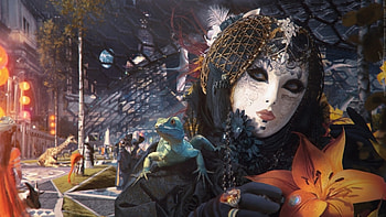 :-), animal, mask, fantasy, jakub grygier, girl HD wallpaper