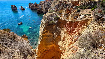 Rocks, Coast, Ocean, Dry, Bushes, Boats, Stones, Trees Nature HD wallpaper