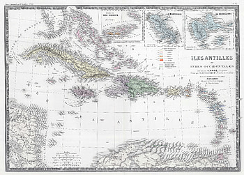 French Caribbean Map of 1875, Misc, map HD wallpaper