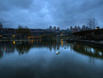 on the blue pond, blue, pond HD wallpaper