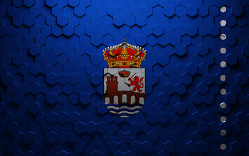 Flag of Ourense, honeycomb art, Ourense hexagons flag, Ourense 3d hexagons art, Ourense flag HD wallpaper