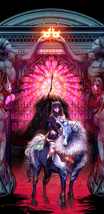 Miriam Kingdom 2 Crown, Deadlands, magic, red, magenta, castle, corpses, princess, Kingdom2crowns, unicorn HD phone wallpaper