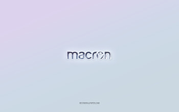 Macron logo, cut out 3d text, white background, Macron 3d logo, Macron emblem, Macron, embossed logo, Macron 3d emblem HD wallpaper