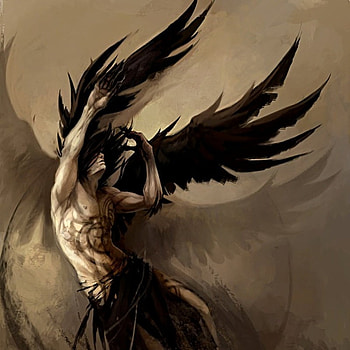 Fallen, digital art, angel, dark, fallen angel, sandara, fantasy, wing, cg, sensual, stunning HD wallpaper