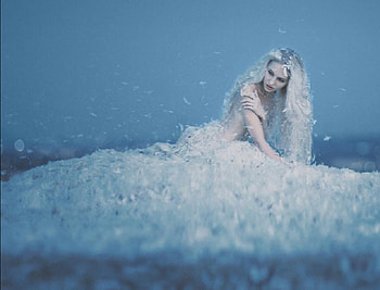fantasy girl, white, feathers, abstract, fantasy, girl, lovely HD wallpaper