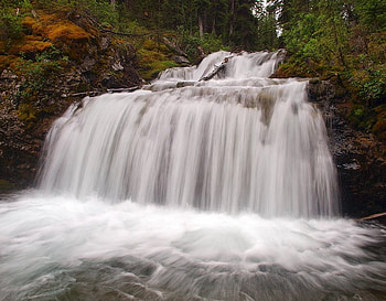 Commonwealth Creek Falls, falls, shrub, water, rock HD wallpaper
