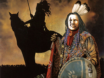 Ghost dance revelation, natives, horse, shadow, warrior HD wallpaper
