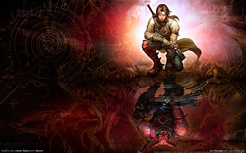 Beast within, counter part, humun, sword, devil, monster, demon, fable, within, red, beast, warrior HD wallpaper