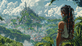 Pixel Art, vegetation, giant, city, AI Art, pixel art HD wallpaper