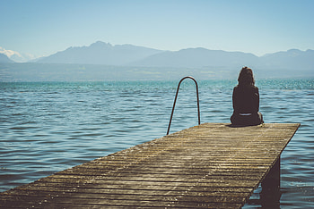 Nature, Sea, Pier, Girl, Loneliness HD wallpaper