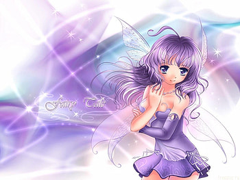 Fairy Tale, purple hair, cute, angel, dress, beauty, nice, shining, abstract, wing, bright, shine, short hair, female, sexy, wings, sweet, neon light, purple eye, hot, girl, beautiful, purple, star, anime girl, neon, anime, fantasy, pretty, light, pixie HD wallpaper