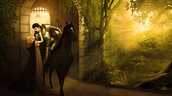 ♡ Love ♡, horse, lovers, dress, nice, anime girl, love, prince, short hair, trees, princess, anime boy, lovely, male, female HD wallpaper