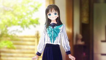 Blue Eyes Black Hair Anime Girl With School Uniform Anime Girl HD wallpaper