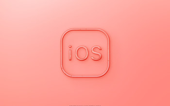 iOS Logo, 3D background, Red jelly logo, Creative art HD wallpaper