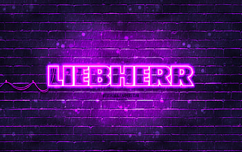 Liebherr violet logo, , violet brickwall, Liebherr logo, brands, Liebherr neon logo, Liebherr HD wallpaper