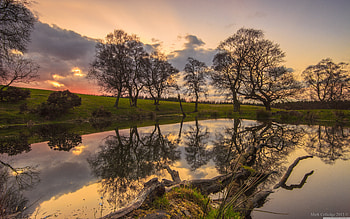 Hidden Lake, graphy, silhouettes, dusk, lake, rural, reflection, warm, nature, water, sunset HD wallpaper