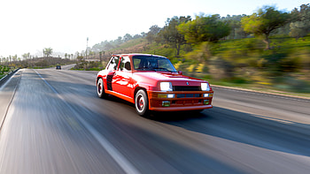 Renault 5 Turbo, mountain, road, video game, car, vehicle, sports car HD wallpaper